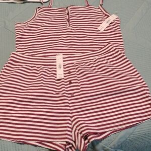 Striped Pink's Maroon & White' Shorts Tank Top